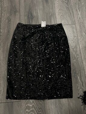 Nine West Black Sequin Pencil Skirt